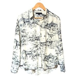Button Down Horse Print Shirt Small